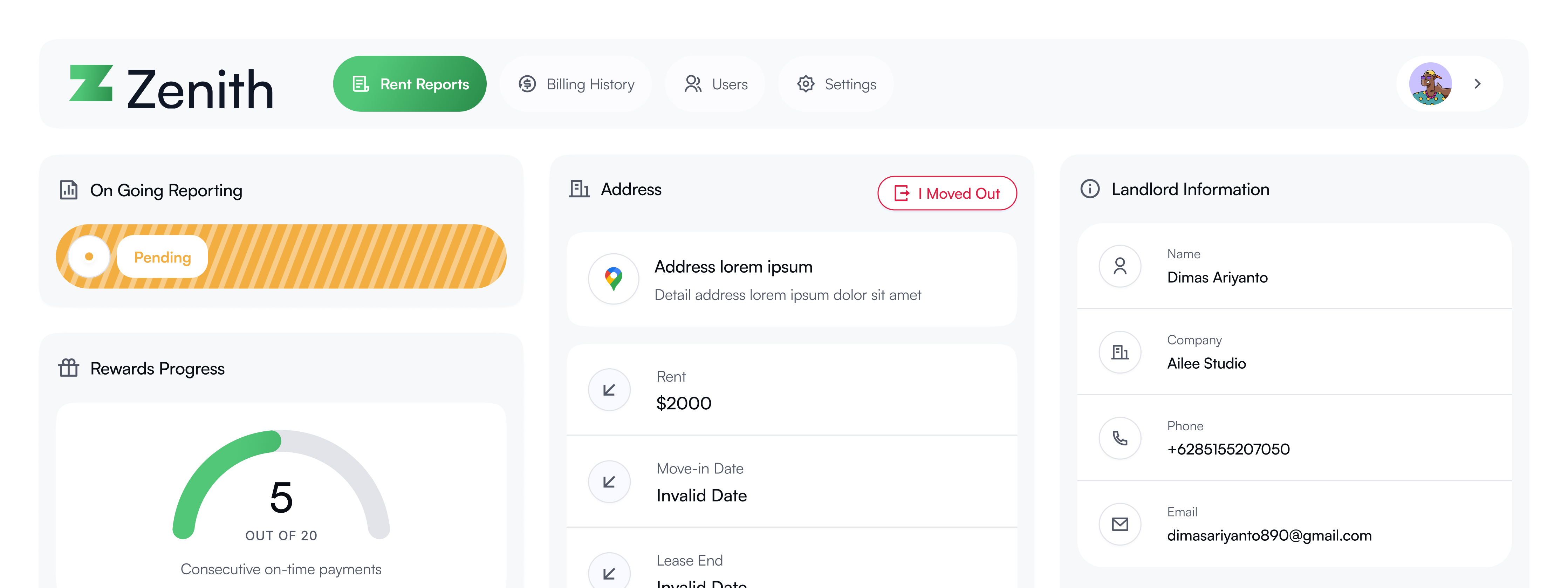 Dashboard screenshot